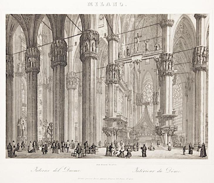 Milano Dom interier, akvatita , 1821 - Staré mapy a veduty