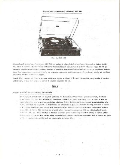 Servisní  dokumentace  NZC 421 ( gramofon + zesilovač)