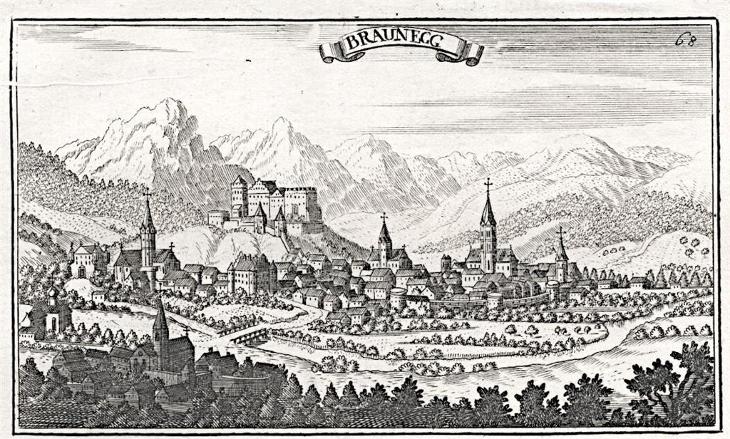 Bruneck - Braunegg, Beer, mědiryt, 1703 - Staré mapy a veduty