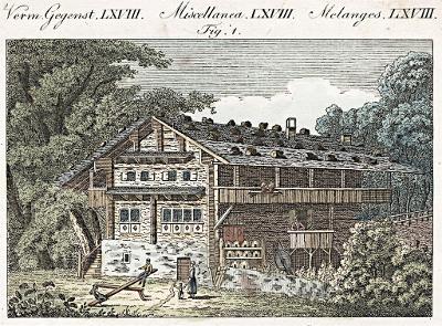Underwalden rolnický dům, Bertuch, mědiryt ,1807