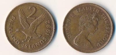 Falklandy 2 pence 1992