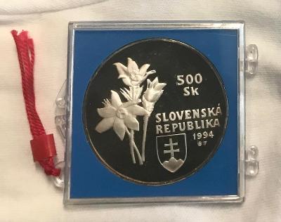 RR!Stříbrná mince 500Sk PROOF 1994 Národní park Slovenský ráj,2.400 ks