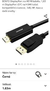 Displejport na HDMI kabel 1,83m