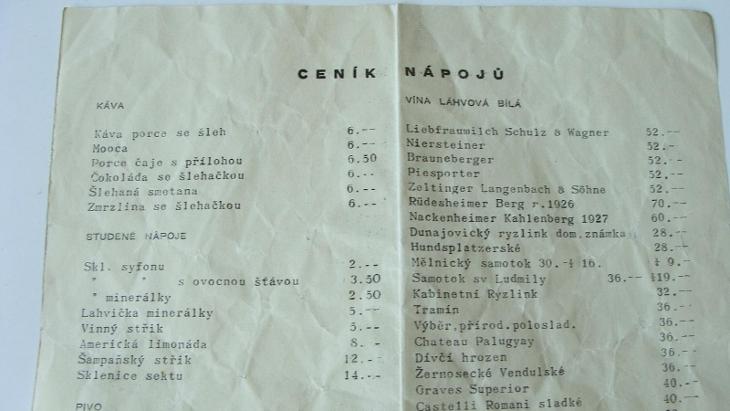 ČSSR JÍDELNÍ LÍSTEK OSTRAVA + CENNÍK NÁPOJŮ 1.REP. (A38) - Staré reklamní materiály