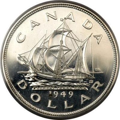 PLACHETNICE STŘÍBRA MINCE CANADA 1 DOLLAR 1949