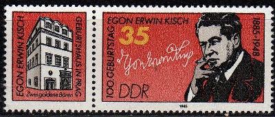 Německo DDR 1985 Známky Mi 2940 ** literatura Spisovatel novinář Kisch