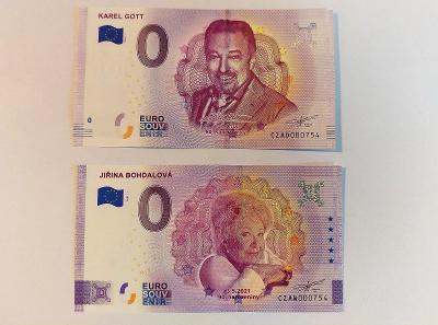 0 Euro Souvenir bankovka - KAREL GOTT  754  + JIŘINA BOHDALOVÁ 754 