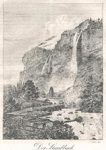 Staubbach, Medau, litografie, 1834