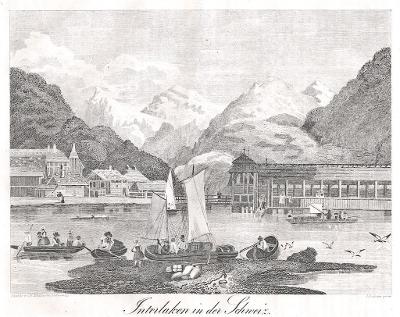 Interlaken, Medau, litografie, 1839