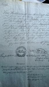 Blatná, Strakonice, 1828, listina na ručním papíře