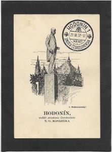 T. G. Masaryk, pomník,   Hodonín, smuteční známka a razítka, 1937
