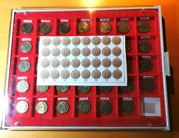 Exklusivní kompletní sbírka 1 Kčs 1957-1992 i s variantami v kazetě - Numismatika Česko