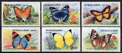 Benin-Motýli 2001**  Mi.XXXIV-XXXIX / 50 €