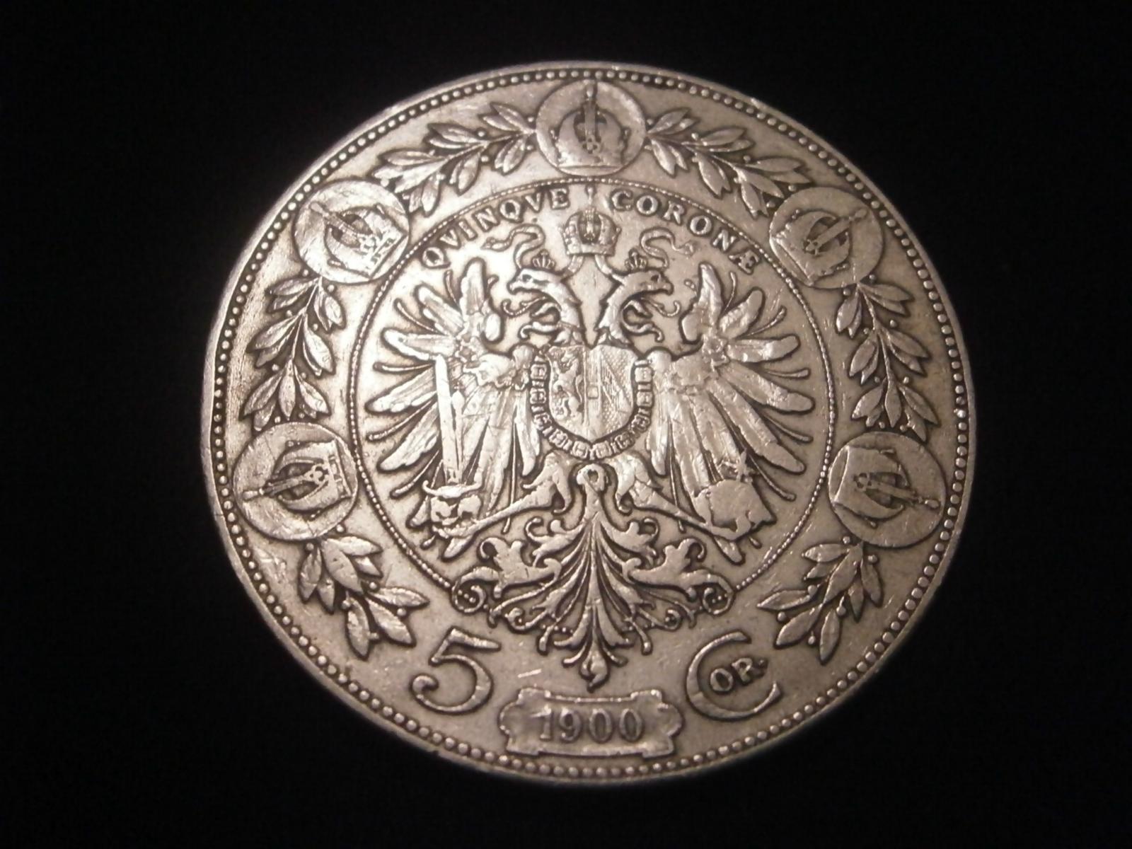 5 Koruna 1900 - František Josef I.  stará stříbrná mince - Numismatika