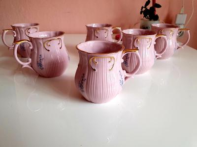 Růžový porcelán h&c,,,6x buclatý hrnek!!!