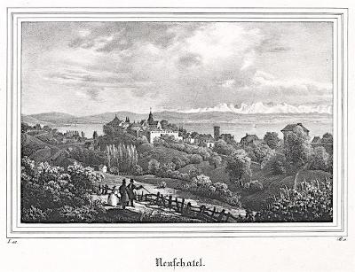 Neuchâtell  , litografie, (1840)