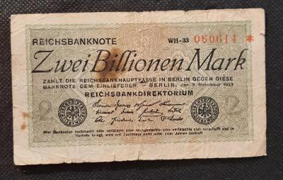 Zwei Billionen Mark 1923, vzácná bankovka