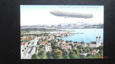 VZDUCHOLOĎ - ZEPPELIN - nad Friedrichshafenem - prošlá. 18.5.1910.