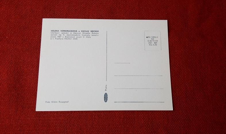 HELENA VONDRÁČKOVÁ A VÁCLAV NECKÁŘ pohlednice BRATISLAVSKÁ LYRA 1967