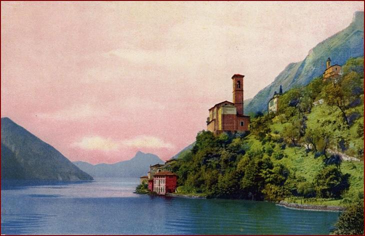 Lago di Lugano * jezero, hory, Albogasio, Alpy * Itálie * Z286 - Pohlednice