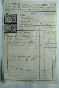 Firemní účet, 1941, protektorát, farní úřad Kotouň, Oselce (Plzeň)