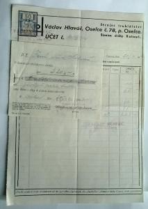 Firemní účet, 1942, protektorát, Oselce, Kotouň, formát A4