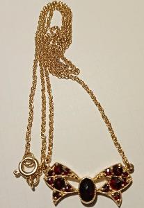 Luxusní starý náhrdelník české granáty 45,5 cm silně zlacené stříbro 