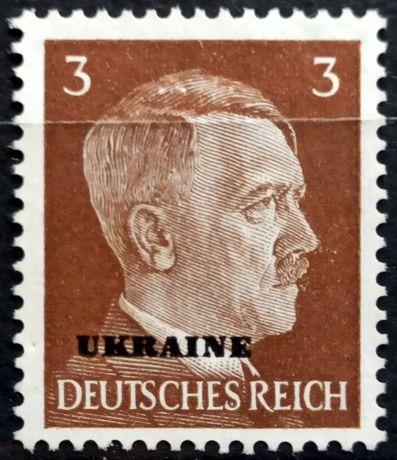 DR-OKUPACE UKRAJINY: MiNr.2 Adolf Hitler 3pf přetisk UKRAINE (*) 1941