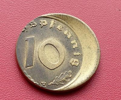 Vzácná chyboražba - 10 Reichspfennig.