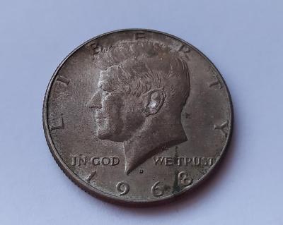 USA - Stříbrný půl dollar 1968, J.F. Kennedy