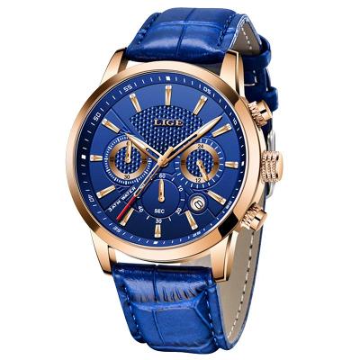 Pánské hodinky -modrá/zlatá 9866-5 + dárek ZDARMA