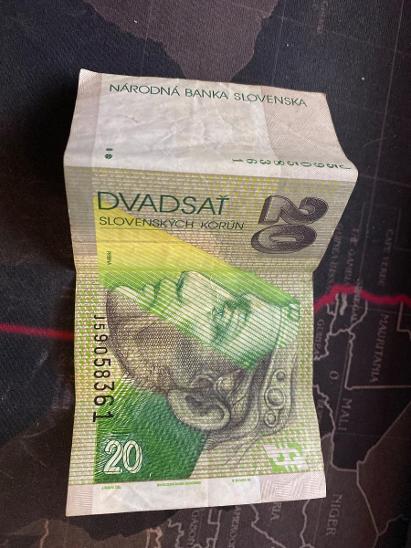 bankovka 20 Slovenských korún 1993 série B - Bankovky ČSR/ČR