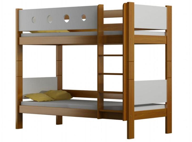 patrová postel dřevěna URWISEK-P 200X90 wrob bílá  - Studentské pokoje