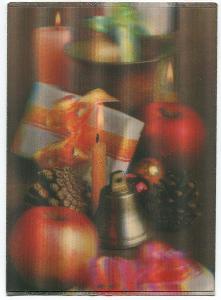 Vánoce - svíčky, jablka, hmoždíř, zvonek, dekorace - 3 D pohled !!!