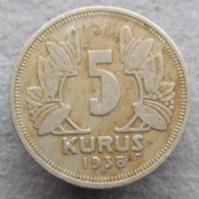 Turecko 5 kurush 1938