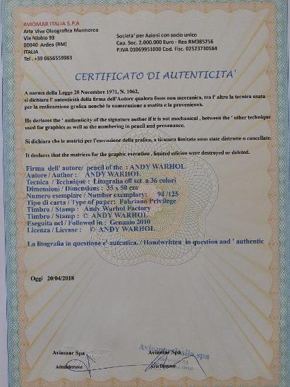 Andy Warhol - JOHN LENNON - Certifikát, Signováno, číslováno - Výtvarné umění