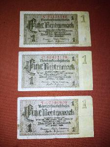 Staré bankovky 3 kusy: 1 RENTENMARK série T, V a O