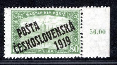 Pč 1919/113, typ III  Parlament, zelená 80 f, krajová s počít/19.65840