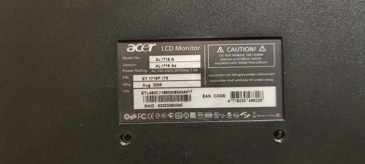 LCD MONITOR 17" ACER AL1716