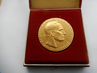 Pozlacena medaile Jan Ev. Purkyně sign., čisl. 45., 63 mm, etue