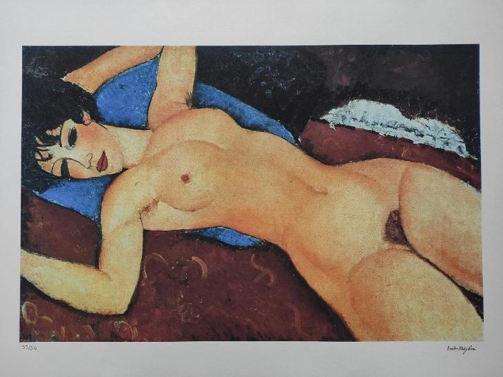 Amedeo Modigliani - Ležící akt - Certifikát, signováno, číslováno - Výtvarné umění