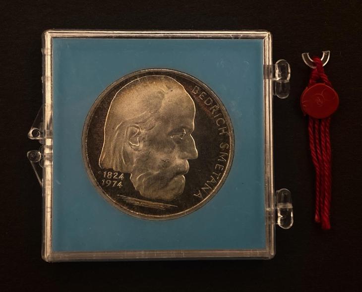 Stříbrná mince 100 Kčs B. Smetana 150. výročí 1974 proof