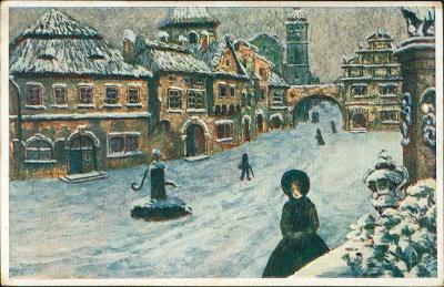 10D4578  Malovaná pohlednice vánoční přání - Praha