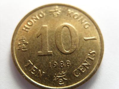 Honk Kong (Hongkong) , 10 Cents z roku 1988