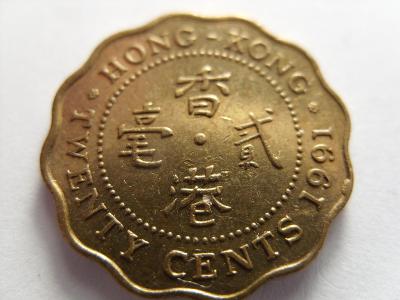 Honk Kong (Hongkong) , 20 Cents z roku 1991