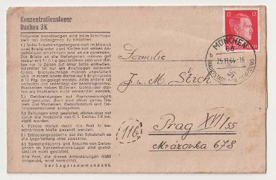 Německo, Koncentrační tábor Dachau, skládaný předtištěný dopis !!!