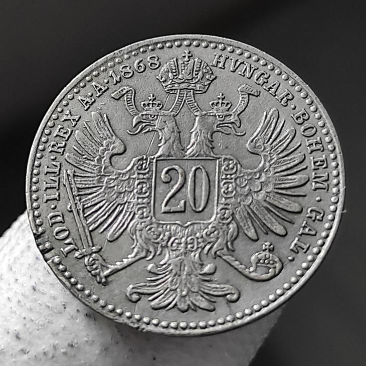 20 Krejcar 1868 bz / František Josef I stav  - Rakousko-Uhersko numismatika