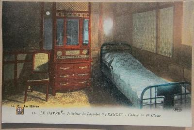 Francie Le Havre - Intérieur du Paquebot "France",Cabine de 1re Classe