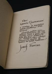List pasačky La Salettské, Stará Říše 1910, dedikace Josefa Floriana