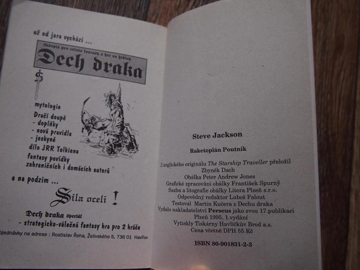 Raketoplán Poutník gamebook Steve Jackson 1995 viz fotky čti info